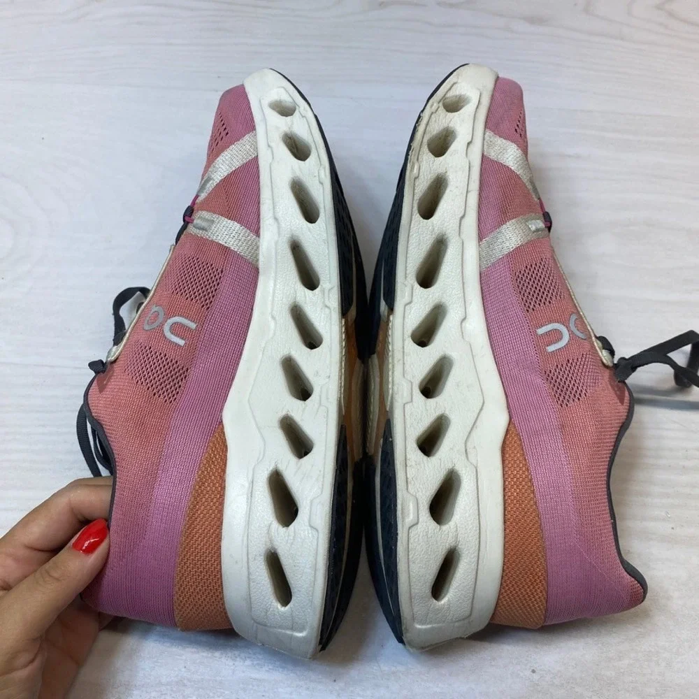 On Women 10.5 Cloudsurfer Running Shoes CloudTec Pink Orange Athletic Sneakers